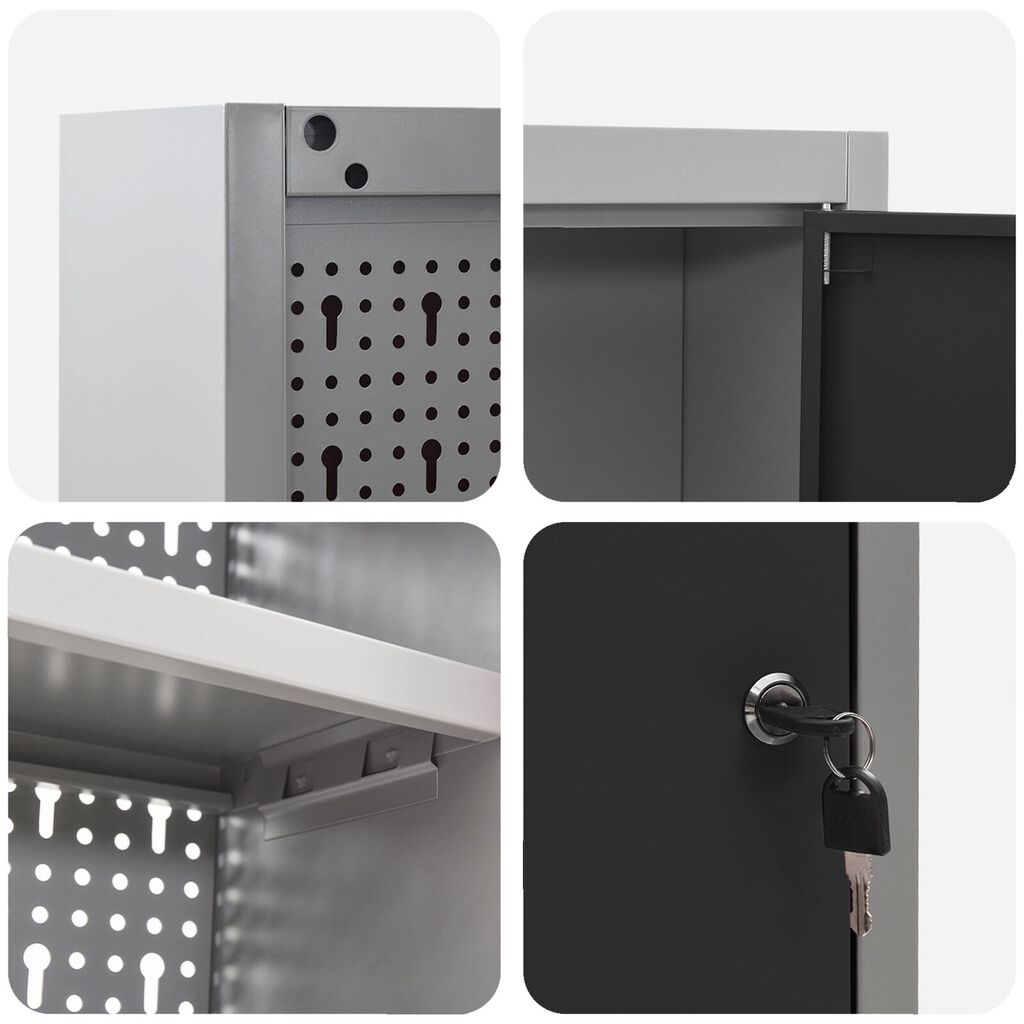 vidaXL Σετ Εργαλείων με 6 Τεμάχια και Πίνακα Pegboard Τοίχου Μαύρο Μέταλλο