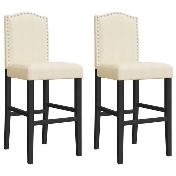 vidaXL Καρέκλες Μπαρ 2 τεμ. Μασίφ Ξύλο Καουτσουκόδεντρου / Ύφασμα