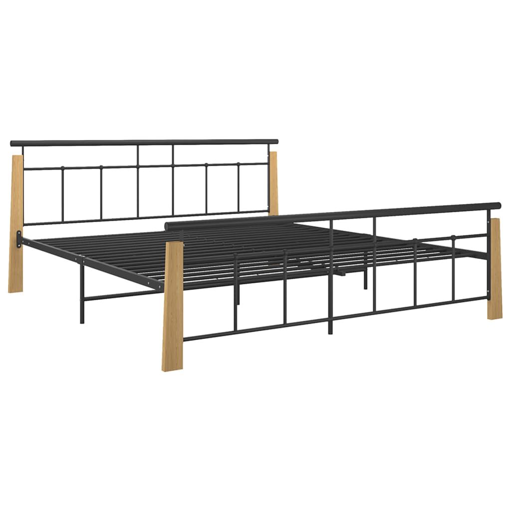 vidaXL Πλαίσιο Κρεβατιού 180 x 200 εκ. Μέταλλο/Μασίφ Ξύλο Δρυός