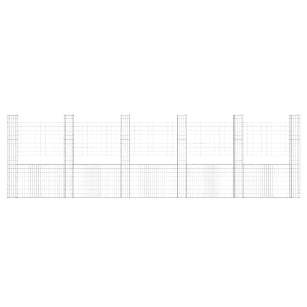 vidaXL Συρματοκιβώτιο σε U Σχήμα με 6 Στύλους 620x20x200 εκ. Σιδερένιο