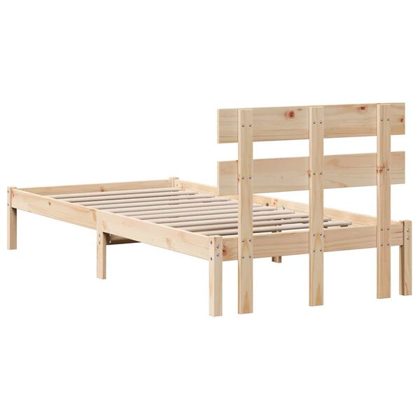 vidaXL Σκελετός Κρεβατιού Καφέ 90 x 190 cm Μασίφ ξύλο πεύκου