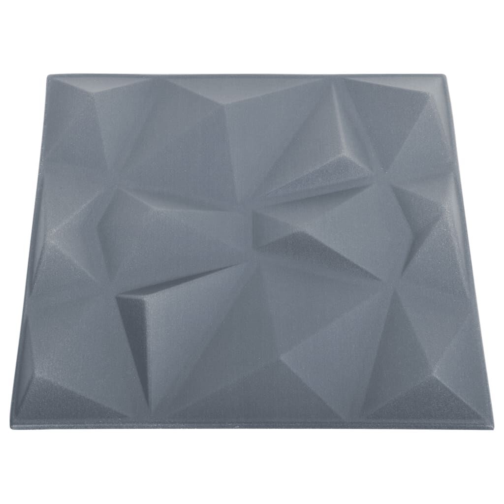 vidaXL Πάνελ Τοίχου 3D 12 τεμ. Γκρι Διαμαντιού 50 x 50 εκ. 3 μ²