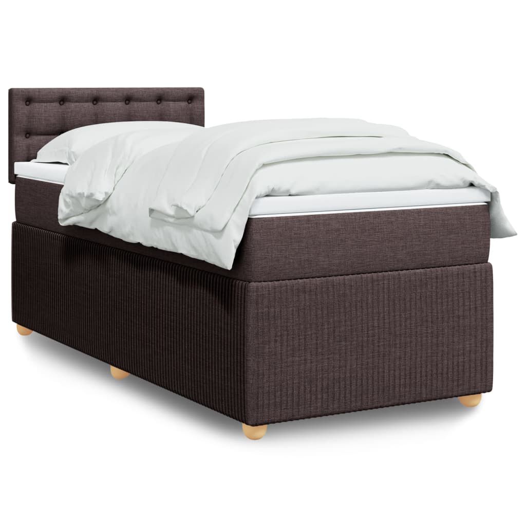 vidaXL Κρεβάτι Boxspring με Στρώμα Σκούρο Καφέ 80x200 εκ. Υφασμάτινο