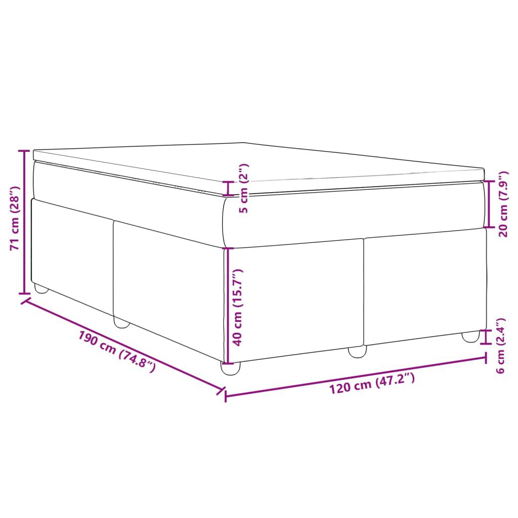 vidaXL Κρεβάτι Boxspring με Στρώμα Σκούρο Καφέ 120x190 εκ Υφασμάτινο