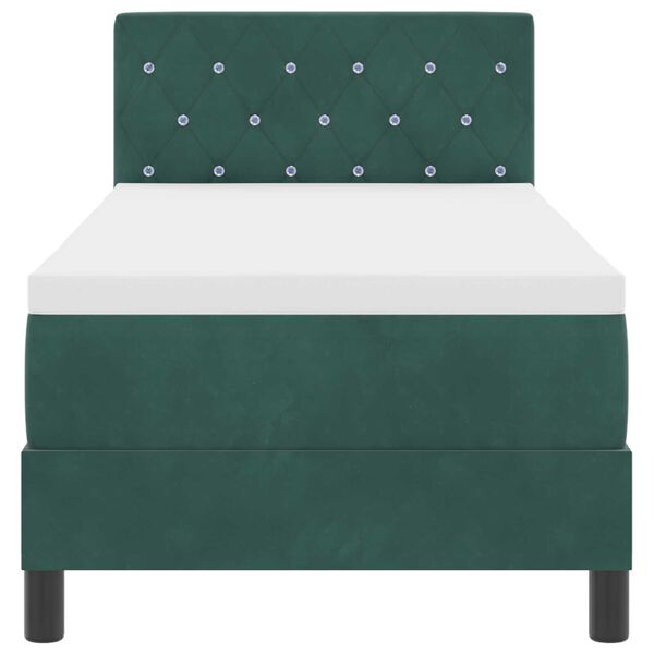 vidaXL Κρεβάτι Box Spring με Στρώμα Σκούρο Πράσινο 80x200 cm Βελούδο
