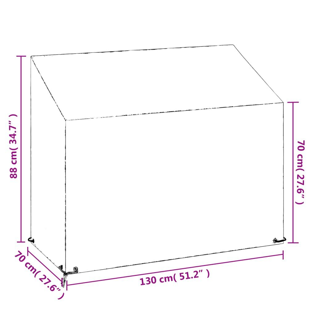 vidaXL Κάλυμμα Παγκακιού με 8 Κρίκους 130x70x70/88 εκ. Πολυαιθυλένιο
