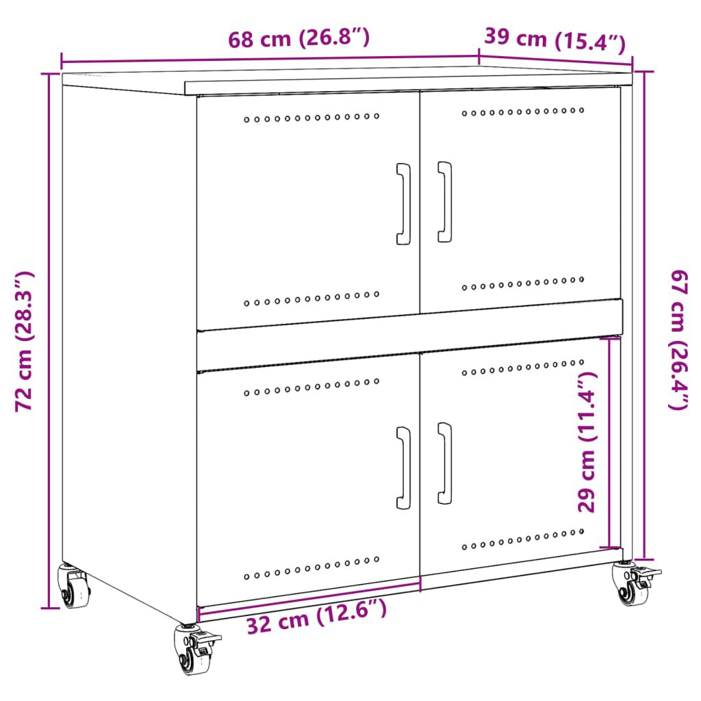 vidaXL Μπουφές Ανθρακί 68x39x72 εκ. από Ατσάλι