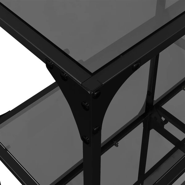 vidaXL Τραπέζι Κονσόλα Επιφάνεια Μαύρο Γυαλί 98x30x81 εκ. Ατσάλι