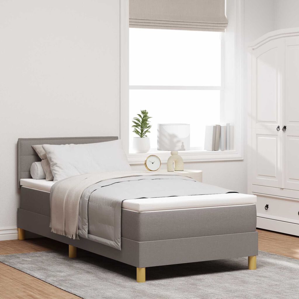 vidaXL Κρεβάτι Box Spring με Στρώμα & LED Ταπ 80x200 εκ. Ύφασμα