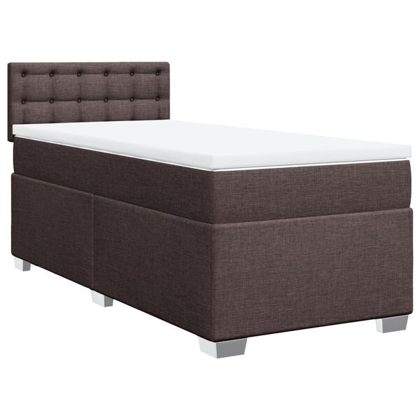 vidaXL Κρεβάτι Boxspring με Στρώμα Σκούρο Καφέ 100x200 εκ. Υφασμάτινο