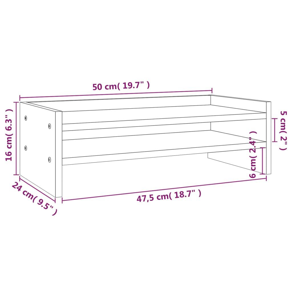 vidaXL Βάση Οθόνης 50 x 24 x 16 εκ. από Μασίφ Ξύλο Πεύκου