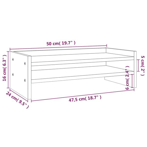 vidaXL Βάση Οθόνης 50 x 24 x 16 εκ. από Μασίφ Ξύλο Πεύκου