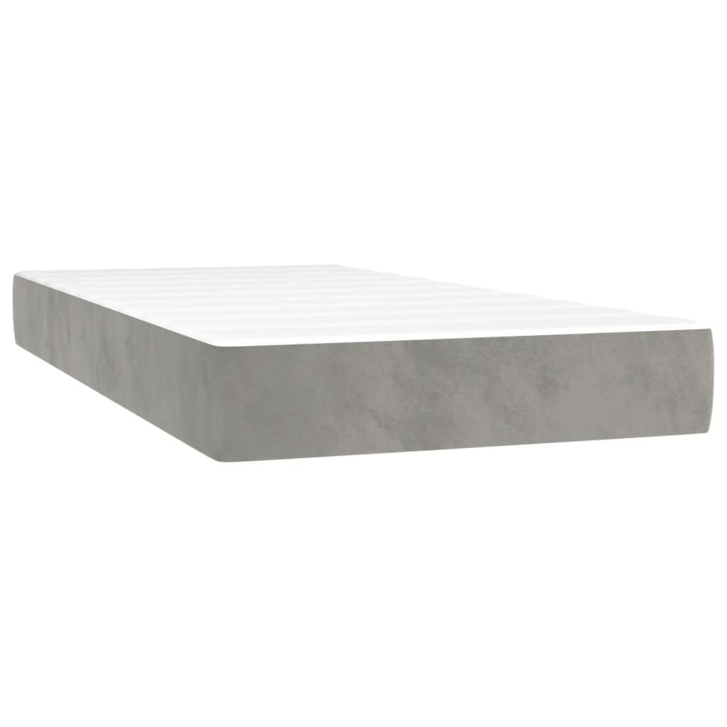 vidaXL Κρεβάτι Boxspring με Στρώμα & LED Αν.Γκρι 90x190 εκ. Βελούδινο