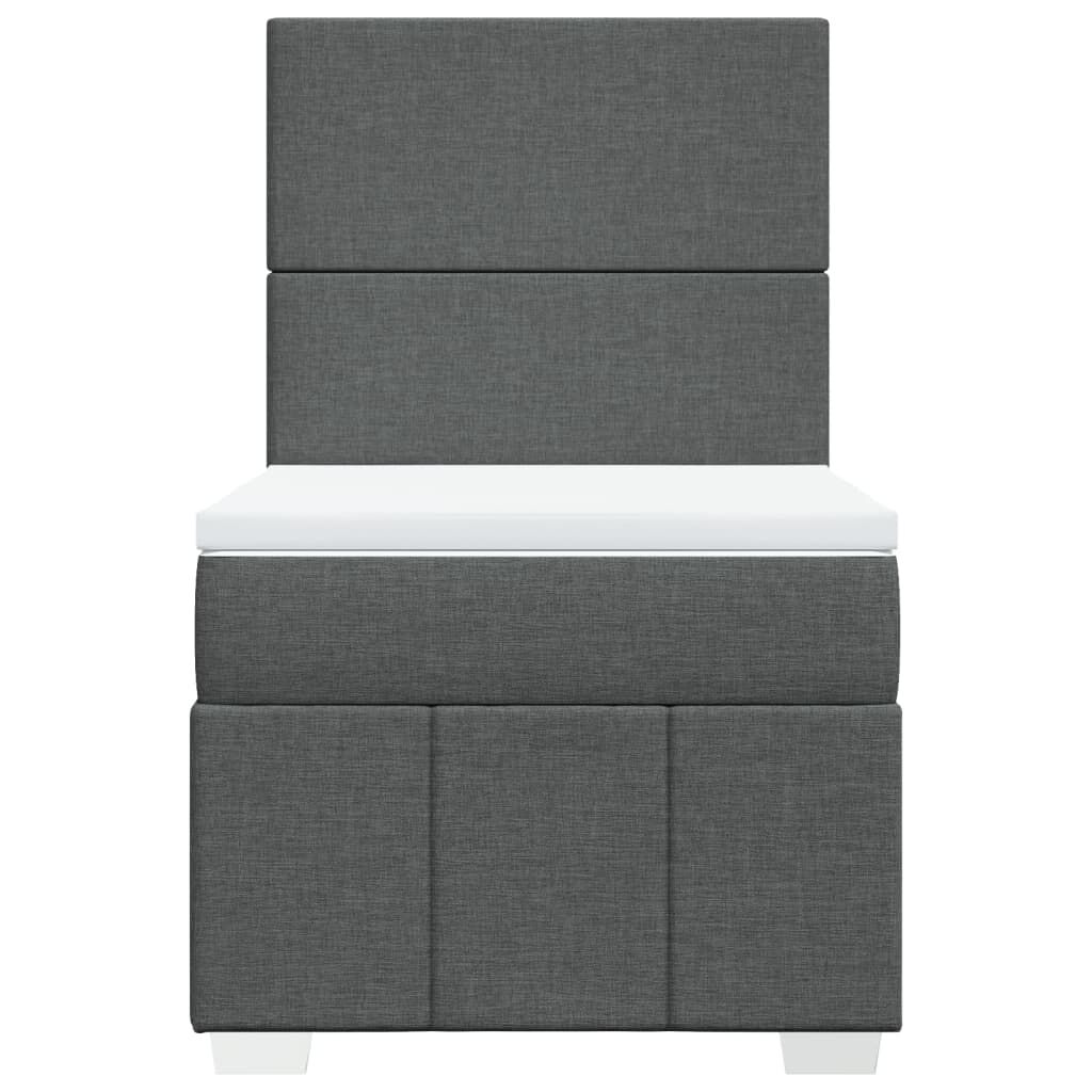 vidaXL Κρεβάτι Boxspring με Στρώμα Σκούρο Γκρι 100x200 εκ. Υφασμάτινο