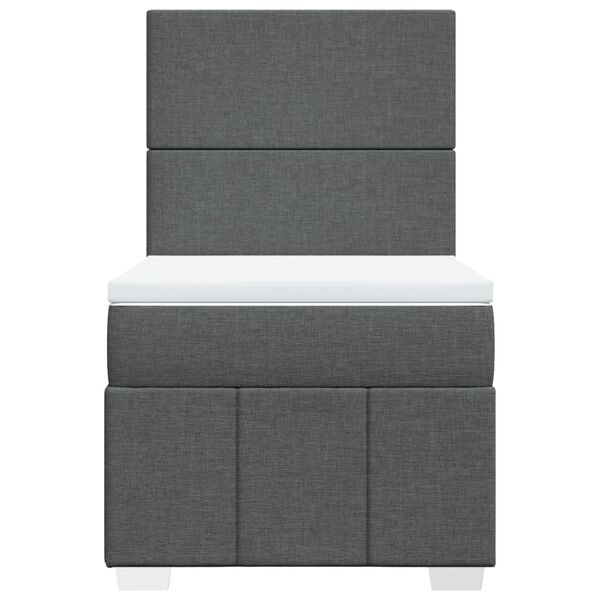 vidaXL Κρεβάτι Boxspring με Στρώμα Σκούρο Γκρι 100x200 εκ. Υφασμάτινο