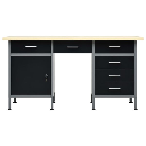 vidaXL Πάγκος Εργασίας Μαύρος 160 x 60 x 85 εκ. Ατσάλινος