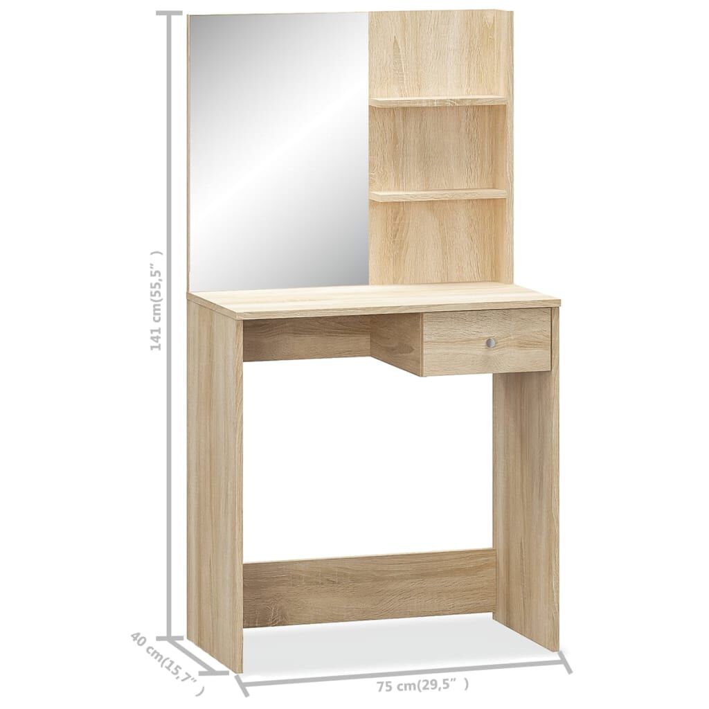 vidaXL Μπουντουάρ Χρ. Δρυός 75 x 40 x 141 εκ. από Επεξ. Ξύλο