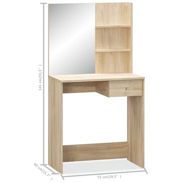 vidaXL Μπουντουάρ Χρ. Δρυός 75 x 40 x 141 εκ. από Επεξ. Ξύλο