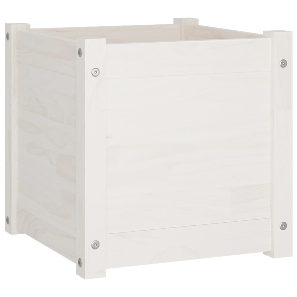 vidaXL Ζαρντινιέρα Λευκή 40 x 40 x 40 εκ. από Μασίφ Ξύλο Πεύκου