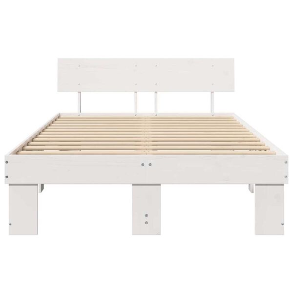 vidaXL Σκελετός Κρεβατιού Λευκό 120 x 190 cm Μασίφ ξύλο πεύκου