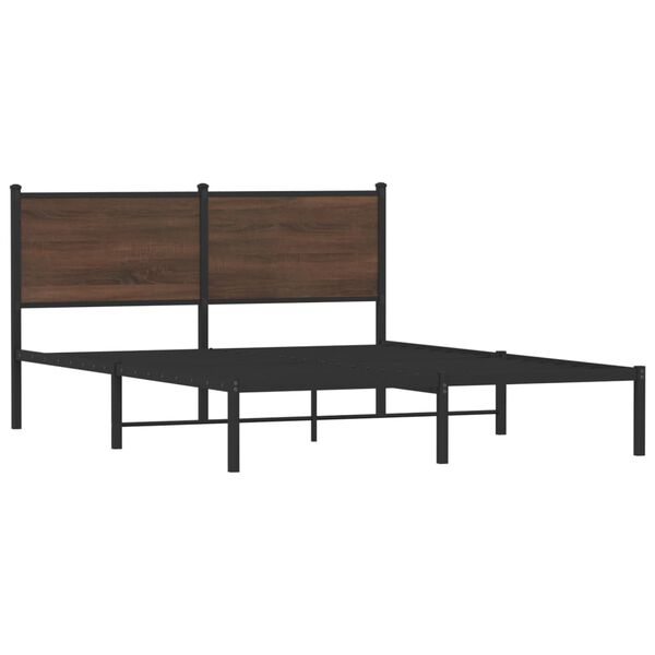 vidaXL Σκελετός Κρεβ. Χωρίς Στρώμα Καφέ Δρυς 150x200 εκ. Μεταλλικό