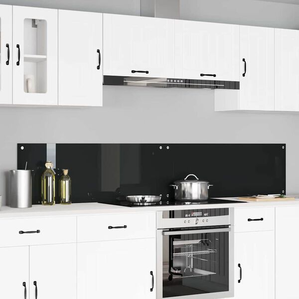 vidaXL Πίσω Πάνελ Κουζίνας 2 pcs Μαύρο 110 x 40 cm σκληρυμένο γυαλί