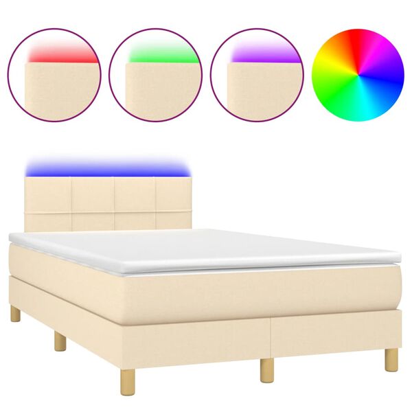 vidaXL &Kappa;&rho;&epsilon;&beta;ά&tau;&iota; Boxspring &mu;&epsilon; &Sigma;&tau;&rho;ώ&mu;&alpha; & LED &Kappa;&rho;&epsilon;&mu; 120x190 &epsilon;&kappa;. &Upsilon;&phi;&alpha;&sigma;&mu;ά&tau;&iota;&nu;&omicron;