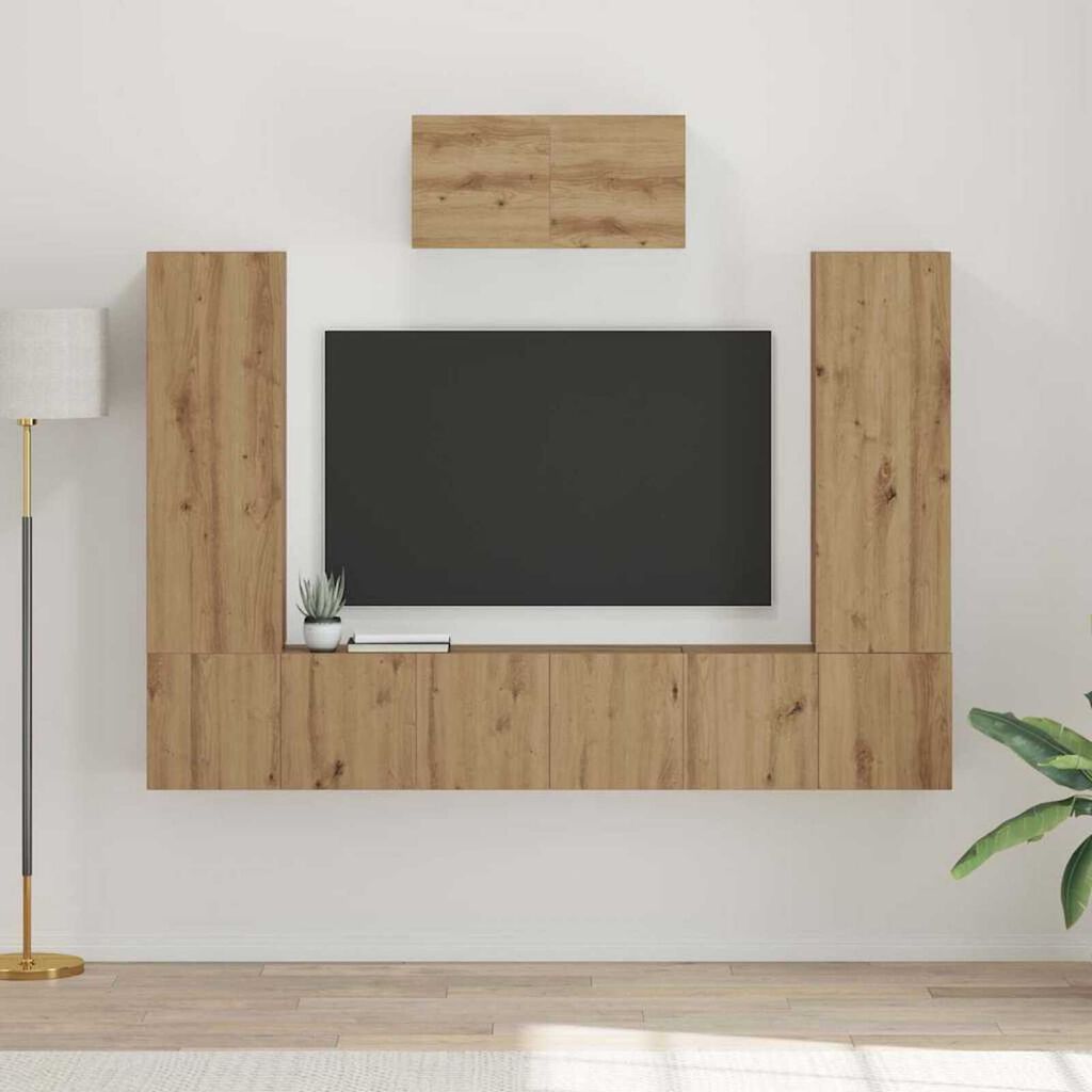 vidaXL Σετ επίπλου τηλεόρασης 7 pcs artisan δρυς 180 x 30 x 120 εκ