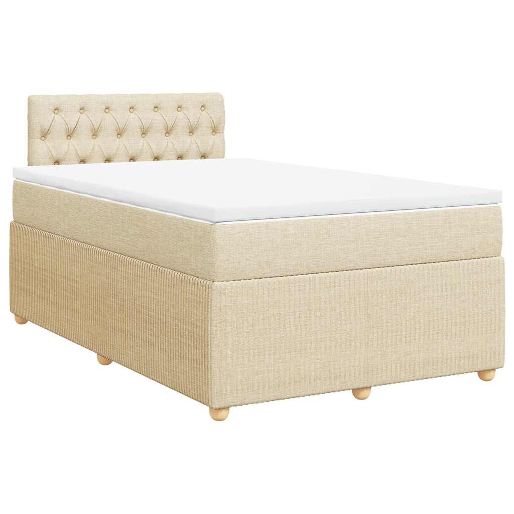 vidaXL Κρεβάτι Boxspring με Στρώμα Κρεμ 120x190 εκ. Υφασμάτινο