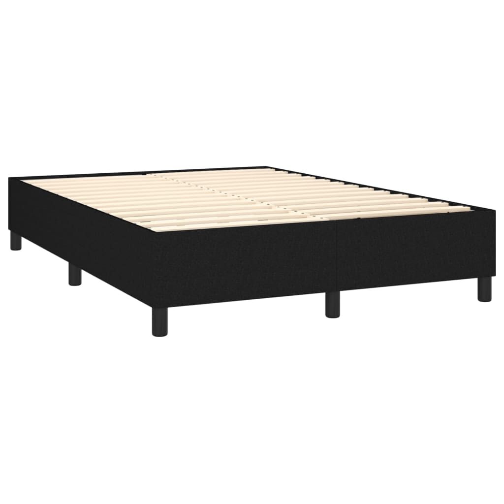 vidaXL Κρεβάτι Boxspring με Στρώμα & LED Μαύρο 140x190 εκ. Υφασμάτινο