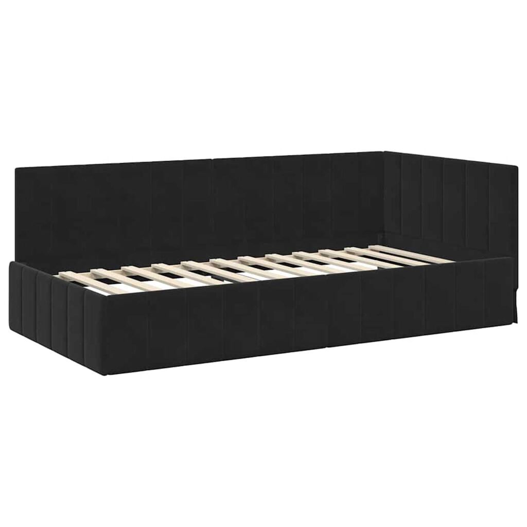 vidaXL Κρεβάτι Γωνίας με κεφαλάρι Μαύρο 90 x 200 cm Βελούδο