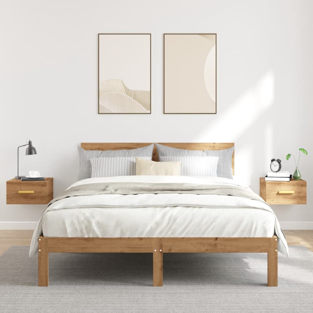 vidaXL Κομοδίνα Επιτοίχια 2 τεμ. Αρτισιανή Δρυς 35 x 35 x 20 εκ.