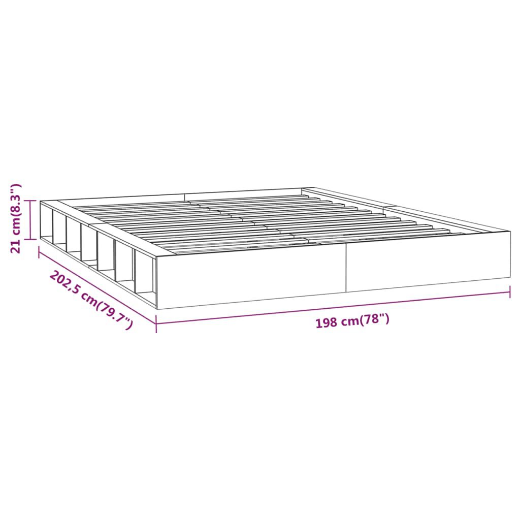 vidaXL Πλαίσιο Κρεβατιού Λευκό 180 x 200 εκ. Μασίφ Ξύλο Super King