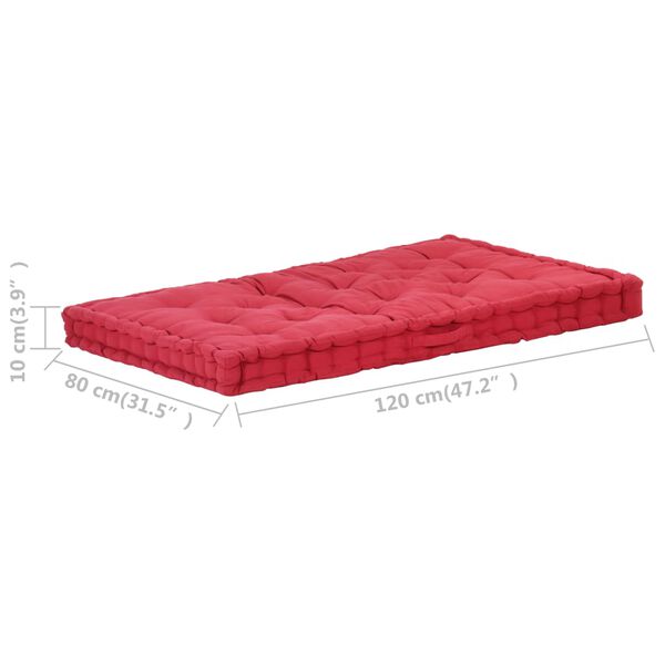 vidaXL Μαξιλάρα Δαπέδου / Παλέτας Μπορντό 120 x 80 x 10 εκ. Βαμβακερή