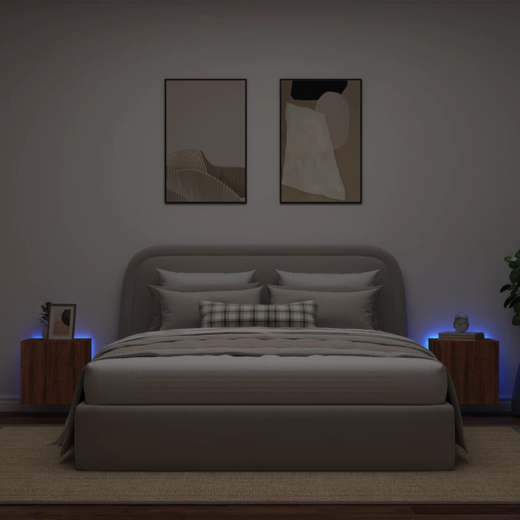 vidaXL Έπιπλα Τοίχου Τηλεόρασης LED 2 Τεμ. Καφέ Δρυς 40,5x35x40εκ.