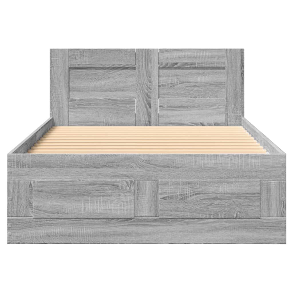 vidaXL Πλαίσιο Κρεβατιού με Κεφαλάρι Γκρι Sonoma 75x190 εκ. Επεξ. Ξύλο