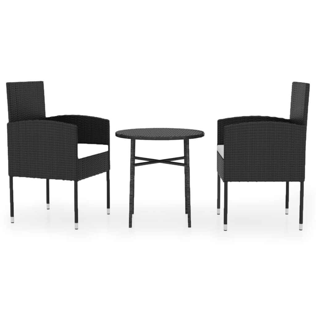 vidaXL Σετ Επίπλων Bistro Κήπου 3 τεμ. Μαύρο από Συνθετικό Ρατάν