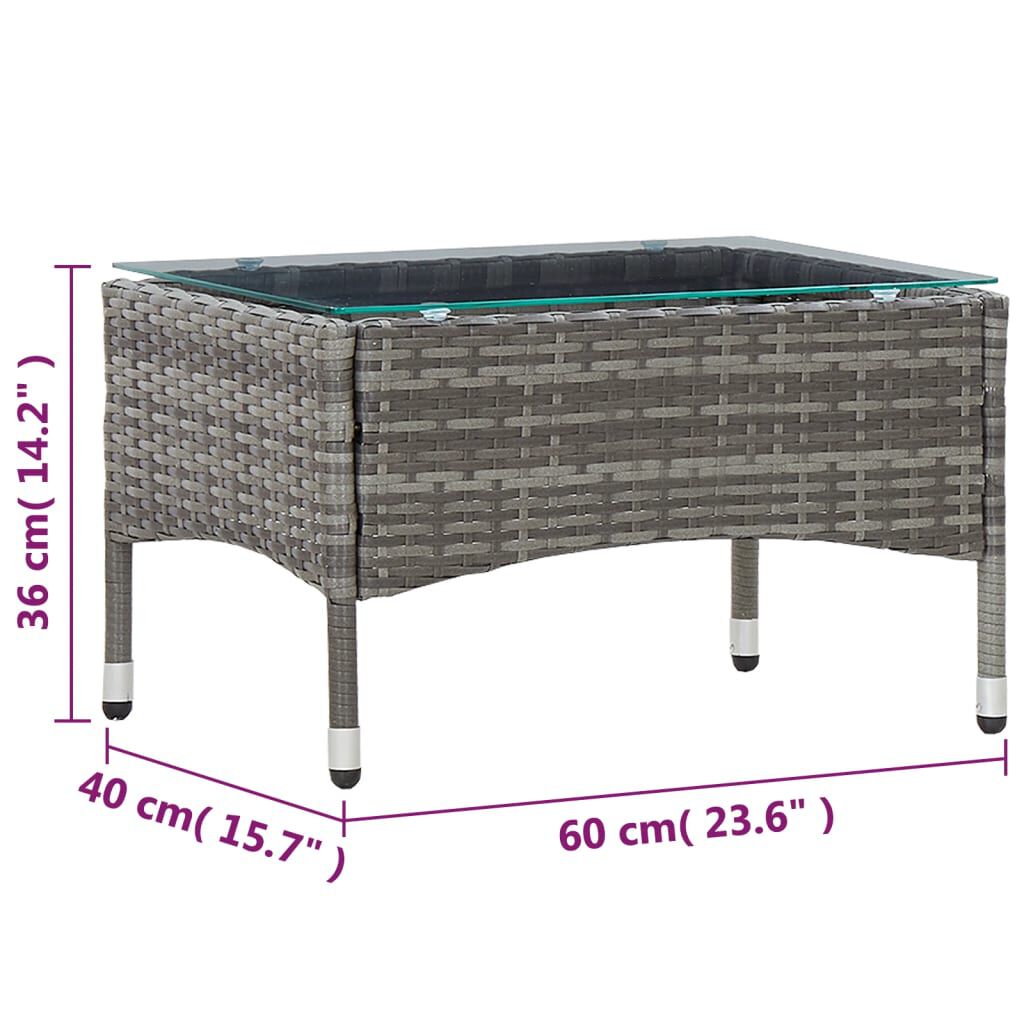 vidaXL Τραπεζάκι Σαλονιού Γκρι 60 x 40 x 36 εκ. από Συνθετικό Ρατάν