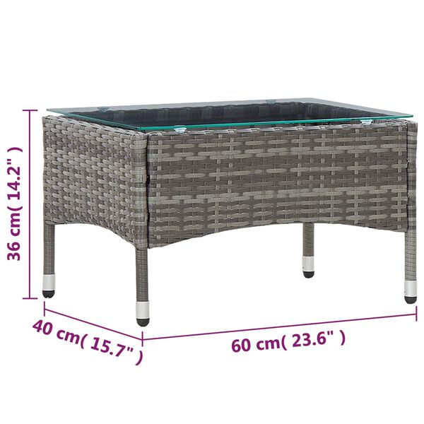 vidaXL Τραπεζάκι Σαλονιού Γκρι 60 x 40 x 36 εκ. από Συνθετικό Ρατάν