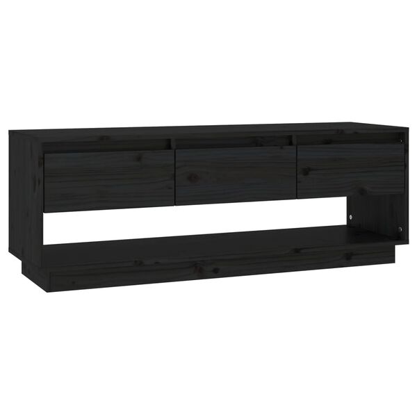 vidaXL Έπιπλο Τηλεόρασης Μαύρο 110,5x34x40 εκ. από Μασίφ Ξύλο Πεύκου