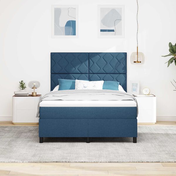 vidaXL Κρεβάτι Box Spring με Ματ Μπλε 140x200 εκ. Ύφασμα
