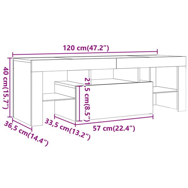 vidaXL Έπιπλο Τηλεόρασης LED Όψη Παλαιού Ξύλου120x36,5x40εκ.Επεξ. Ξύλο