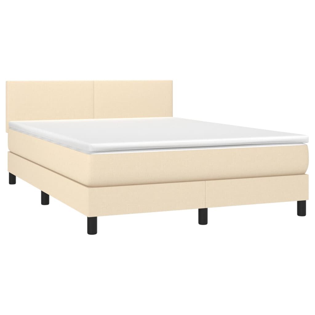 vidaXL Κρεβάτι Boxspring με Στρώμα Κρεμ 140x190 εκ. Υφασμάτινο