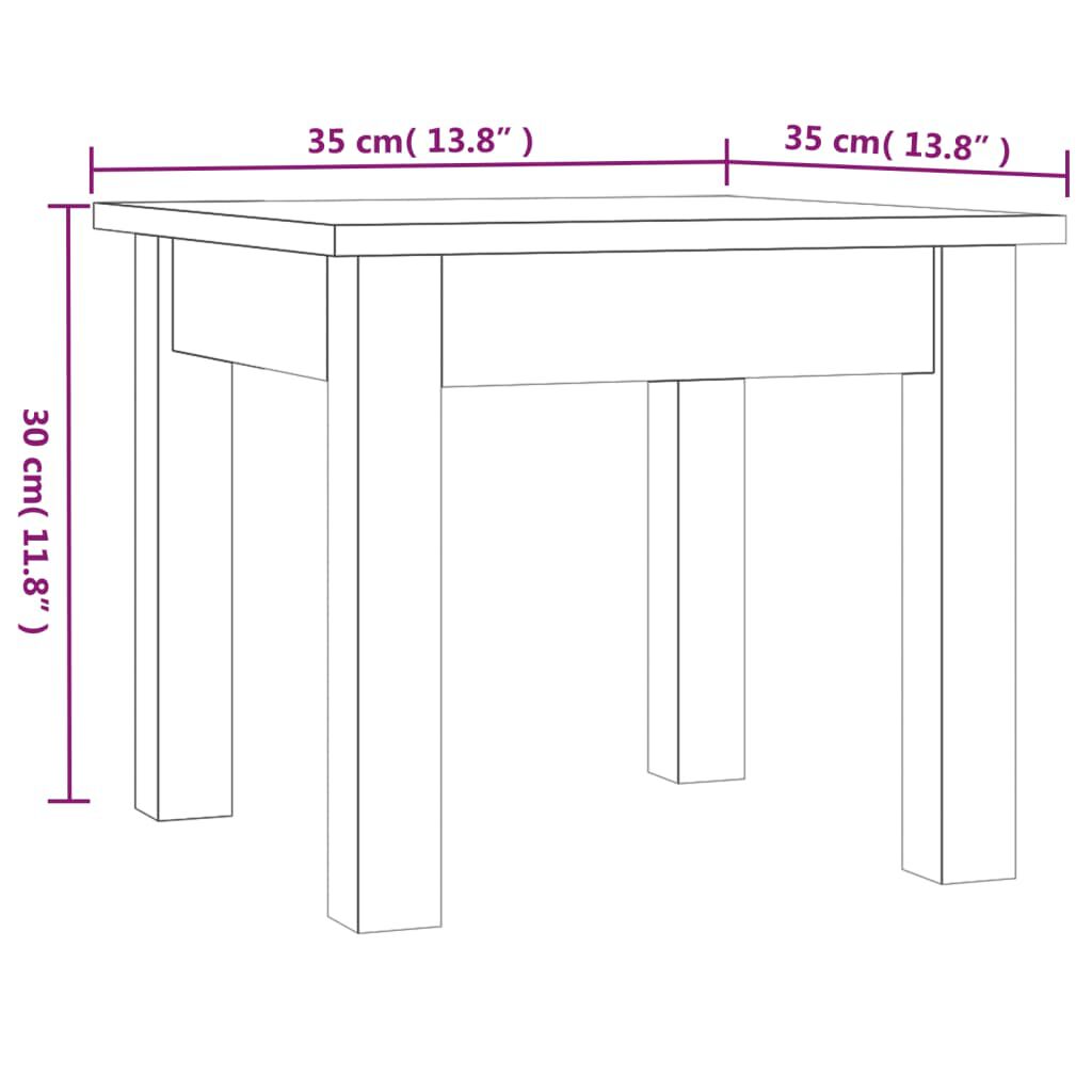 vidaXL Τραπεζάκι Σαλονιού Μαύρο 35 x 35 x 30 εκ. από Μασίφ Ξύλο Πεύκου