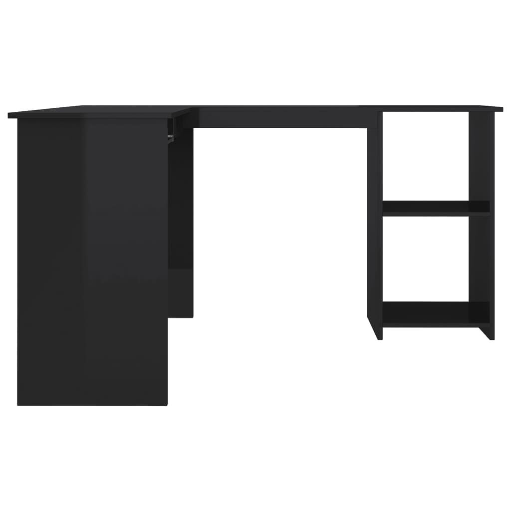 vidaXL Γραφείο Γωνιακό Γυαλιστερό Μαύρο 120 x 140 x 75 εκ. Μοριοσανίδα