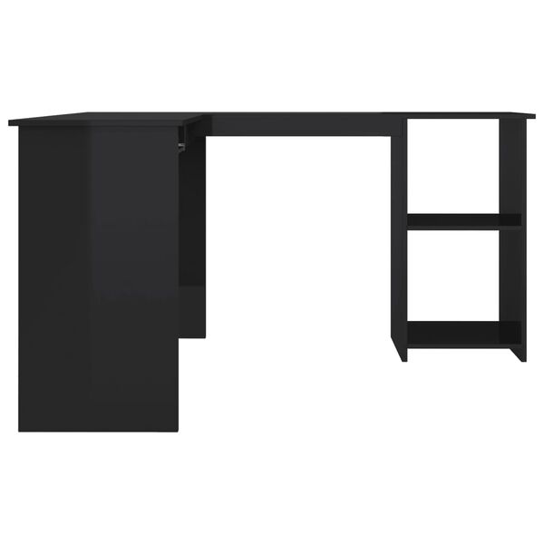 vidaXL Γραφείο Γωνιακό Γυαλιστερό Μαύρο 120 x 140 x 75 εκ. Μοριοσανίδα