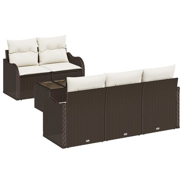 vidaXL Σετ Καναπέ Κήπου 6 pcs Καφέ Πολυ ράταν