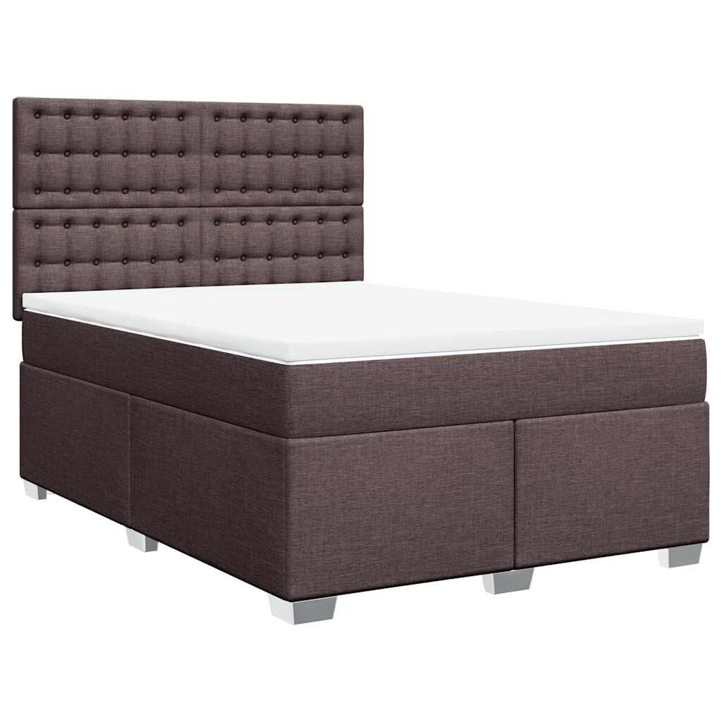 vidaXL Κρεβάτι Boxspring με Στρώμα Σκούρο Καφέ 140x190 εκ. Υφασμάτινο
