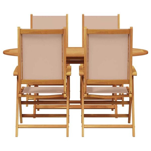 vidaXL Σέτ φαγητού για κήπο Πτυσσόμενος 5 pcs Taupe Μασίφ ξύλο ακακίας