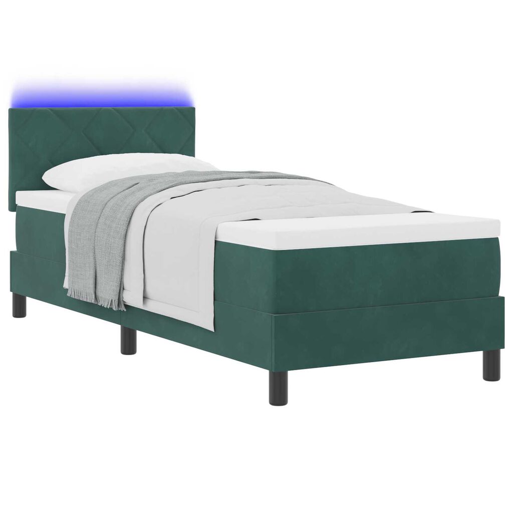 vidaXL Κρεβάτι με ελατήρια Σκούρο πράσινο 80 x 200 cm Βελούδο